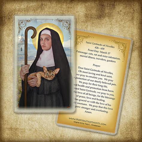 St. Gertrude of Nivelles Holy Card, Catholic Prayer Card - Etsy