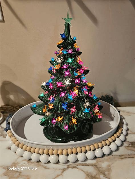 Vintage Ceramic Christmas Tree 16 Inches Tall Dove Lights 2 Pieces