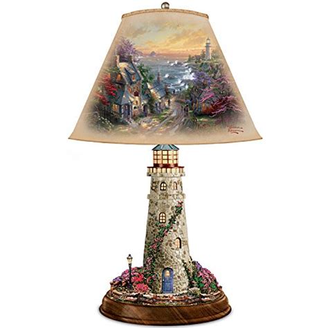 Thomas Kinkade Lamp With The Village Lighthouse Artwork On Shade And