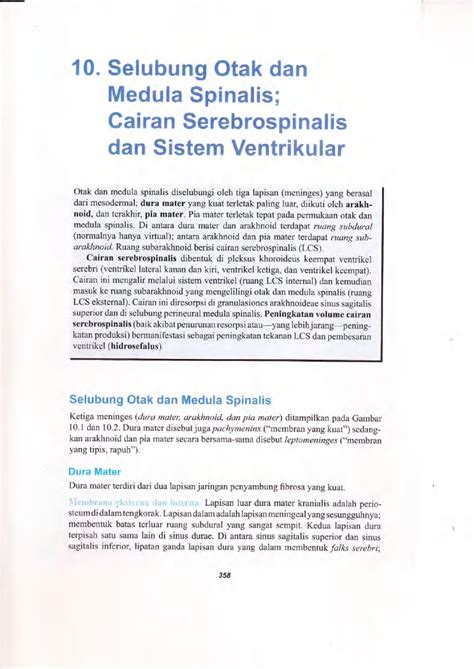 Bab 10 Selubung Otak Dan Medula Spinalis Cairan Serebrospinalis Dan