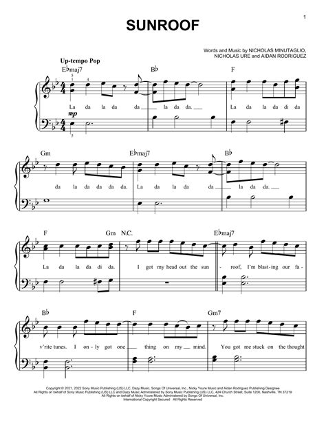 Sunroof By Nicky Youre And Dazy Sheet Music For Easy Piano At Sheet Music