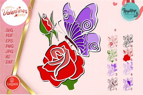 D Rose And Butterfly V Graphic By Nopnop Mandala Design Creative