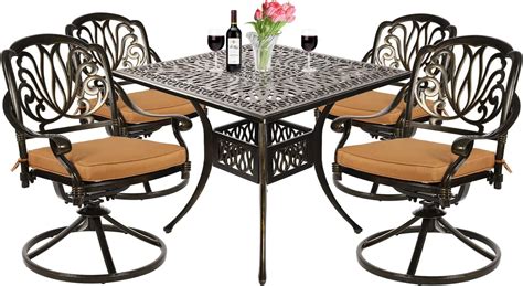 Vivijason Piece Outdoor Patio Dining Set All Weather Cast Aluminum