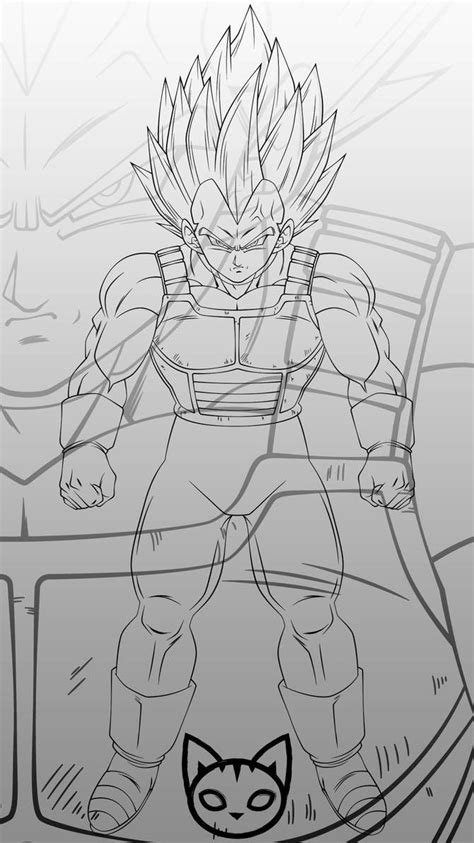 Vegeta Super Saiyan Blue Evolved Lineart By Thetabbyneko On Deviantart Dragon Ball Art