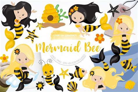 Mermaid Bee Graphic By Prettygrafik · Creative Fabrica