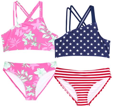 Kanu Surf Girls Bathing Suit 4 Piece Upf 50 Quick Dry Bikini Swimsuit 6 16