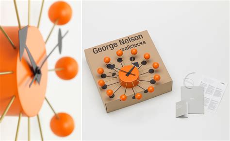 George Nelson Ball Clock In Orange Hive