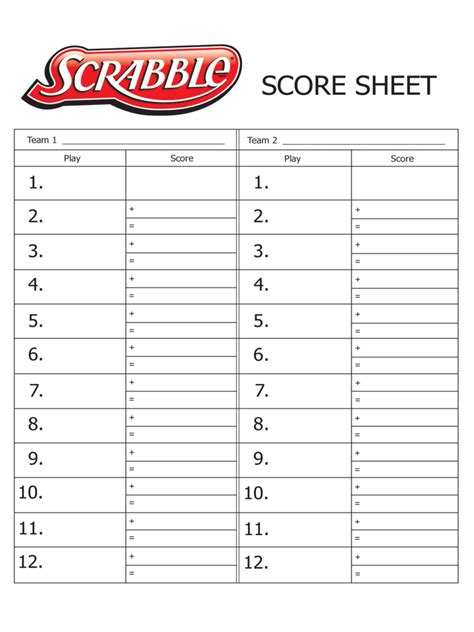 2025 Scrabble Score Sheet - Fillable, Printable PDF & Forms | Handypdf