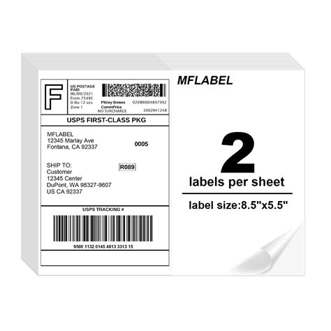 Buy Mflabel 500 Half Sheet Laserink Jet Usps Ups Fedex Shipping Labels