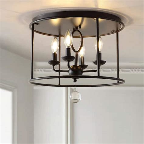 JONATHAN Y Alma 16 In Oil Rubbed Bronze Metal LED Flush Mount JYL9500A