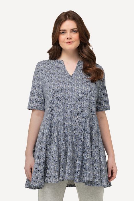 Eco Cotton Allover Print Knit Tunic Longshirt Tops