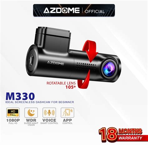 Azdome M P Full Hd Front Dashcam Night Vision App Control Car