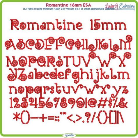 Romantine Mm Esa Font Embroidery Fonts By Lindee G Embroidery