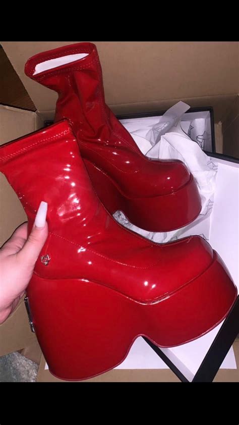 Swing 150 Red Holographic Platform Knee High Boots 8 Artofit