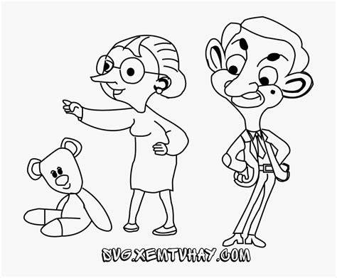 Free Mr Bean And Teddy Coloring Pages, Free Cartoon - ภาพ ระบายสี Mr ...