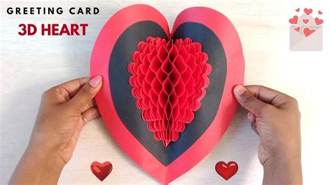 How To Make 3d Heart Card Diy Valentine Pop Up Card Youtube