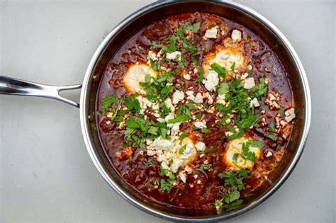 Smokey Roasted Red Pepper Shakshuka With Feta Recipe No Frills Kitchen