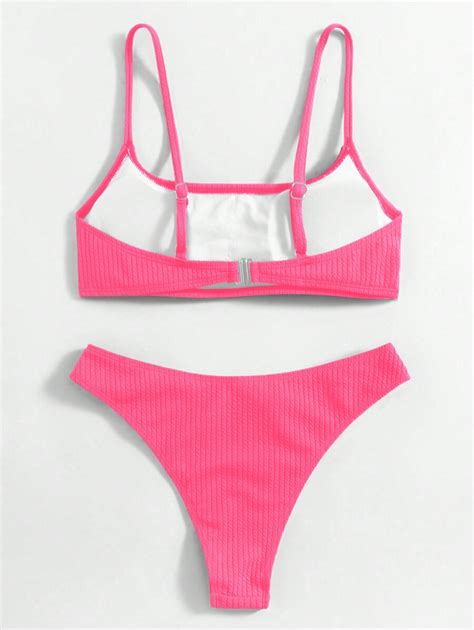 Shein Swim Conjunto De Bikini Sexy De Unicolor Para Mujeres Ideal Para