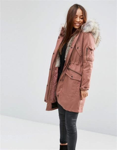 Asos Parka With Detachable Faux Fur Liner Faux Fur Lined Coat Parka Outfit Winter Parka Outfit