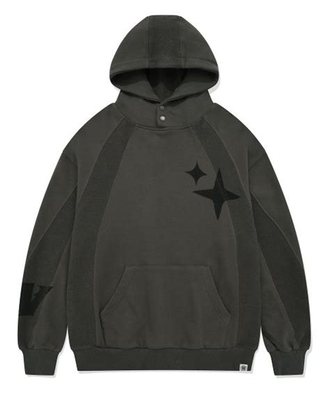 비전스트릿웨어 Vsw Blocking Star Logo Hoodie Charcoal 위시버킷