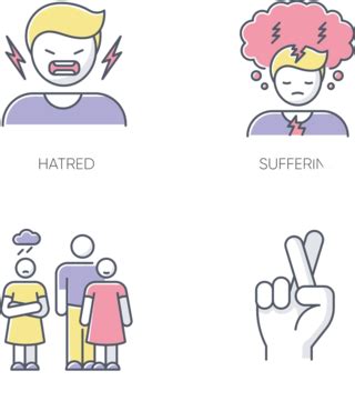 Psychological Problem Rgb Color Icons Set Belief Logo Anger Vector