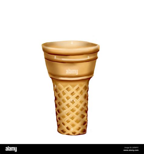 Waffle Cone For Ice Cream Empty Beige Color With A Square Pattern