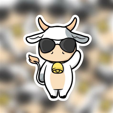 Cow Sticker Cute Cow Sticker Waterproof Sticker Water - Etsy