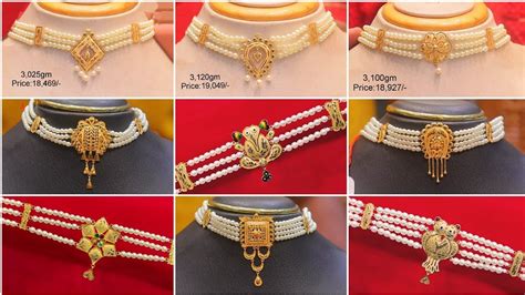 Latest 22k Gold Pearl Choker Necklace Designs With Price And Weight Mukta Choker New Pearl