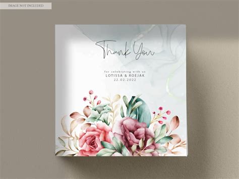 Premium Psd Handdrawn Watercolor Floral Wedding Invitation Card