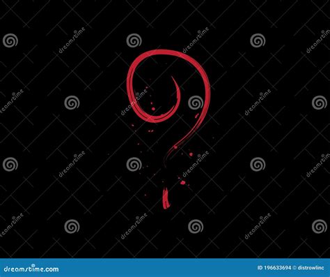 Red Mystery Icon On Black Background In Vector Illustration Stock