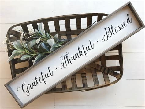 Grateful Thankful Blessed Wood Thankful Sign Blessed Wooden Etsy