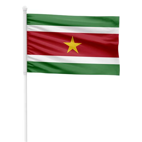 Realista Surinam Bandera Ondulaci N En Un Blanco Metal Polo Con