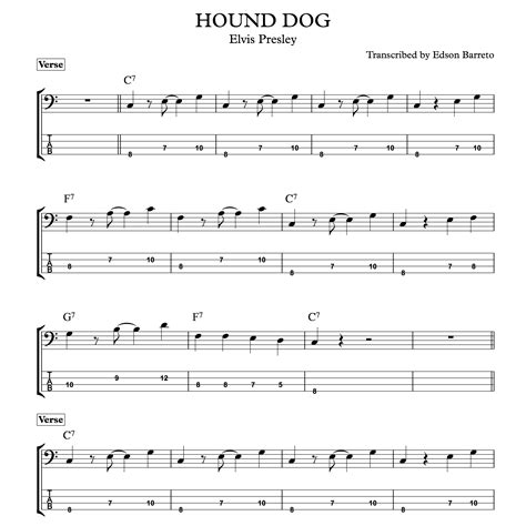 HOUND DOG (Elvis Presley) Bass Score & Tab Lesson - Edson Renato Vitti ...