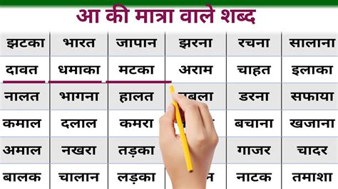 Aa Ki Matra Wale Shabd आ की मात्रा वाले वाले शब्द Learn Hindi Matra