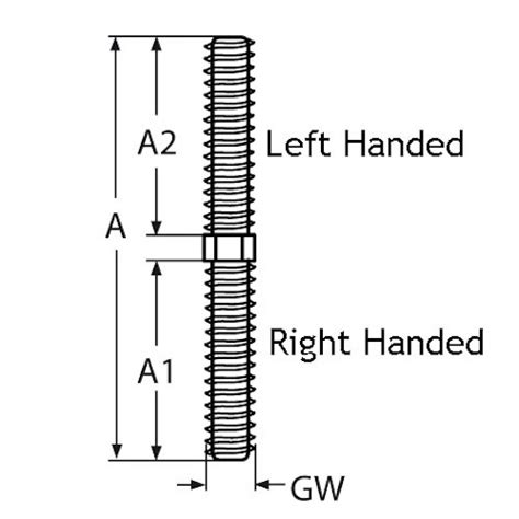 M Stainless Steel Left Handed And Right Handed Dual Threaded Stud