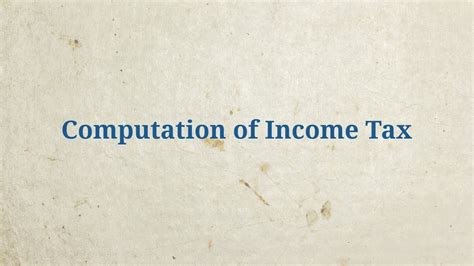 Computation Of Income Tax Youtube