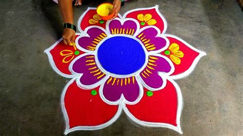 New Year Colour Kolam Margazhi Madham Kolam Pongal Special