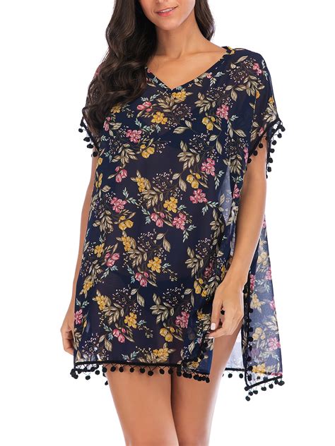 Women Chiffon Swimsuit Cover Up Beach Bikini Stylish Tassel Bathing Suit Cover Ups Walmart