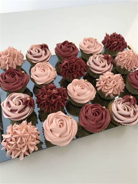 Image Result For Burgundy Pink Gold And White Cupcakes Wedding