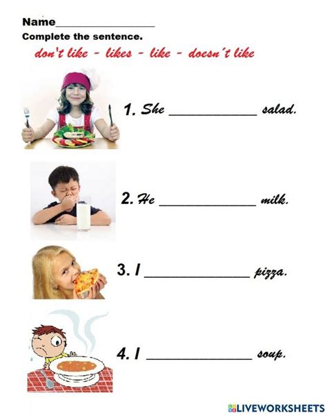 Like Likes Don T Like Doesn T Like Worksheet English Primary