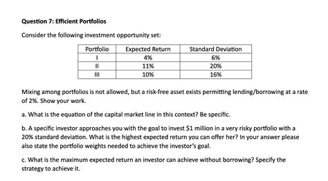 Solved Question 7 Efficient Portfoliosconsider The