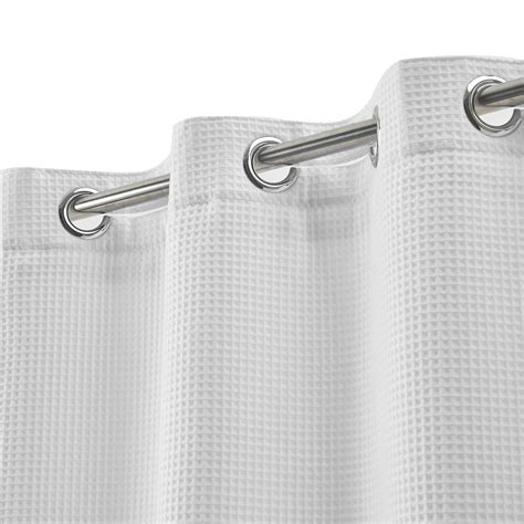 No Hook Required Waffle Weave Shower Curtain With Snap In Fabric Liner