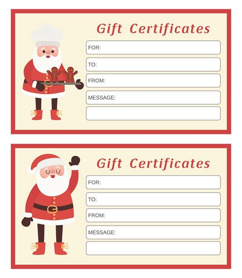 Christmas Gift Certificate Template Christmas Gift Tags Printable