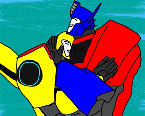 Tf Rid Optimus And Bumblebee Hugging By Celtakerthebest On Deviantart