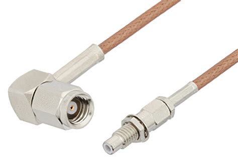 Smc Plug Right Angle To Smc Jack Bulkhead Cable Using Rg Coax