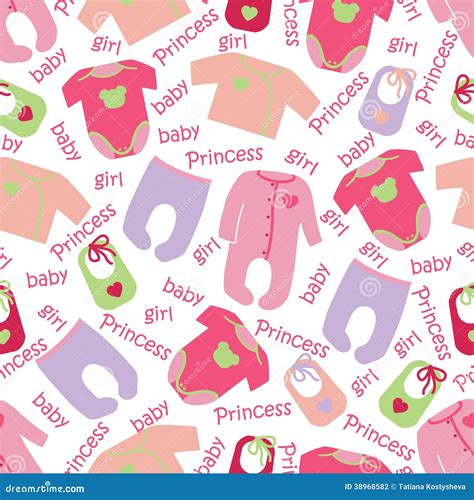 Clothes For Newborn Baby Girl Seamless Pattern Stock Vector