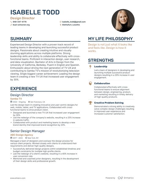 Successful Design Director Resume Examples And Writing Tips For