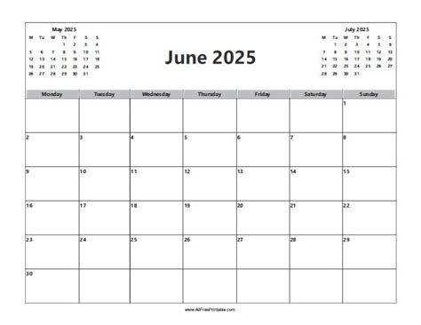 Print June 2025 Calendar Sunday Free Printable