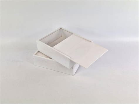 Caja De Madera Pino Blanca X X Cm Con Tapa Corredera Ref