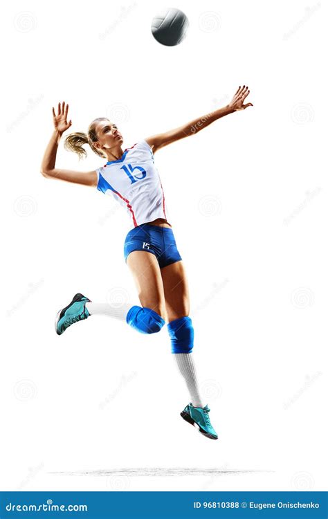 Female Professional Volleyball Player Isolated On White Stock Photo